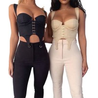 V Neck Bandage Short Women Camisole Tank Top Underwear Tops Sexy Bondage Bustier Corset Camisoles For Women