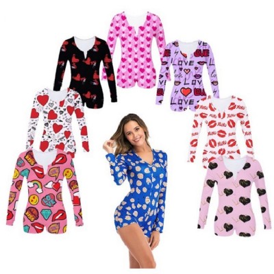 Hot Romper Sleepwear ladies Onesie Pajama Custom Printing Plus Size Women's Pajamas Knitting Adult Onesie