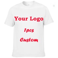 1 Piece Customize NO MOQ Blank Custom Sublimation Logo Polyester T Shirt Printing Logo Men's T-Shirts