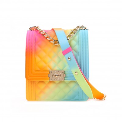 2020 customizable handbags new rainbow vertical diamond bag diagonal bag chain jelly bag