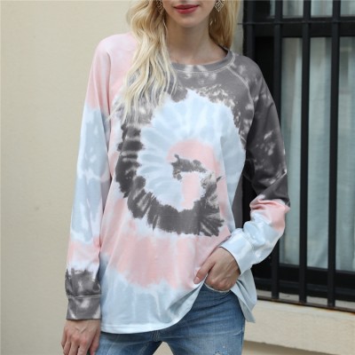 Casual Summer Loose Tie-Dye Plus Size Sweatshirts Long Sleeve Hoodies Ladies Oversize Sweatshirt