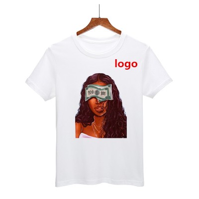 One Piece Customize Sublimation Women Graphic T-Shirts Polyester Custom Blank Printing Logo Women'S T-Shirts